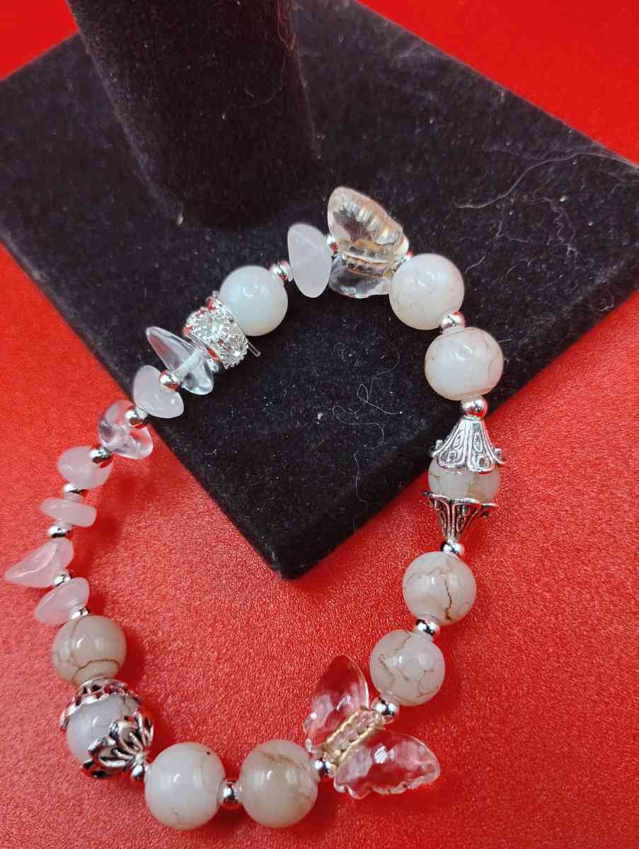 Radiant Mellow BEIGEs with Butterflies and SILVER accents