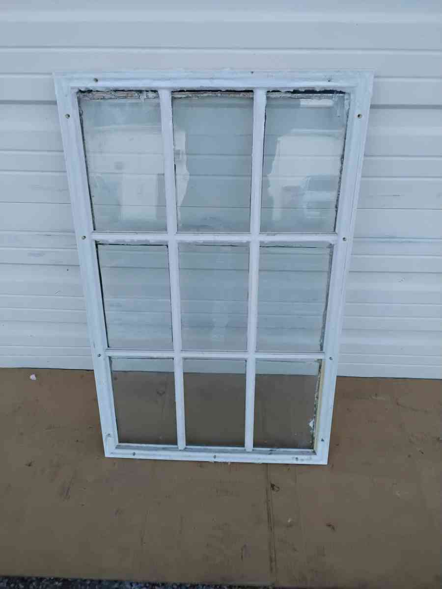 Nice White 9 Light JeldWen Door Glass with Frame Like New