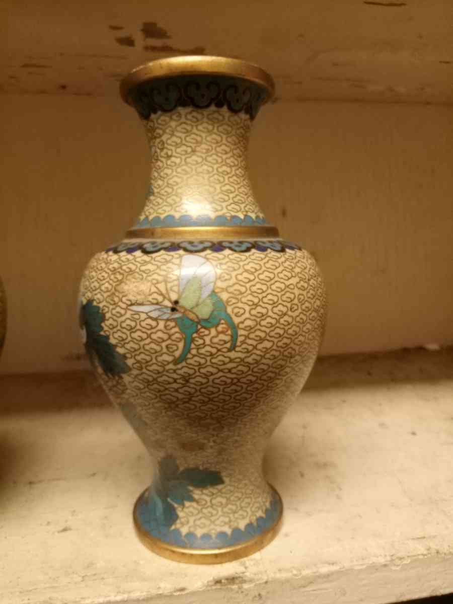 Pair of Vintage Chinese Enamel Colosal Vases