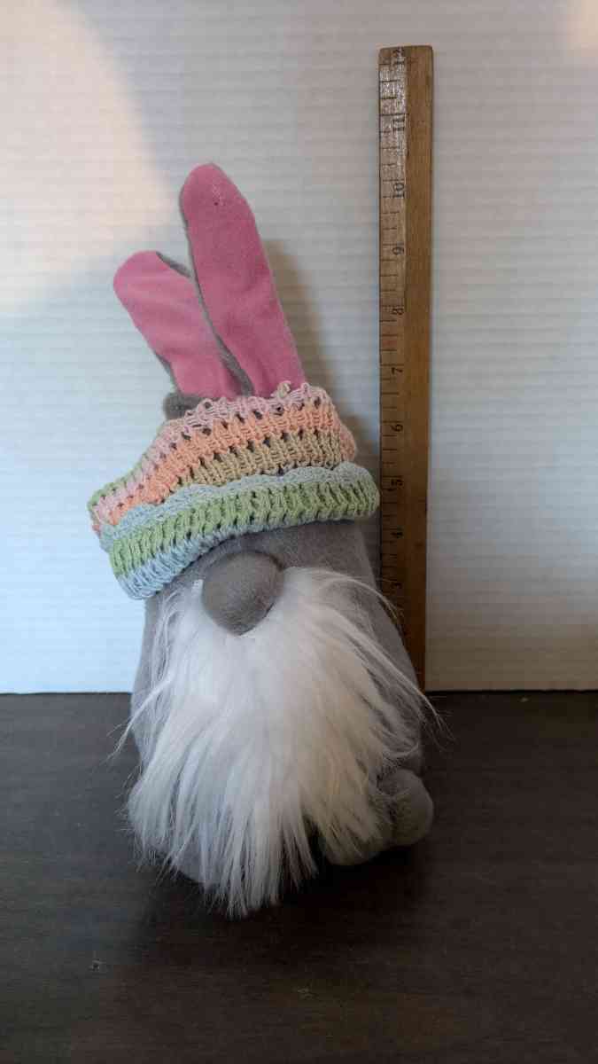 Rare Gnome Rabbit Stuffed Animal With A Rainbow Colored Crot