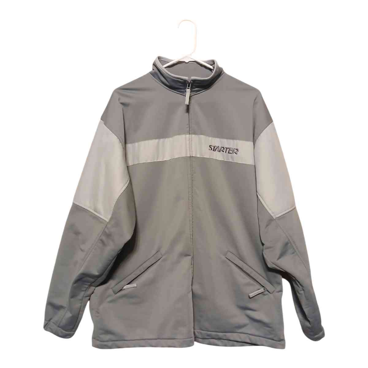 Starter Full Zip Track Warm Up Jacket Gray Mens Large