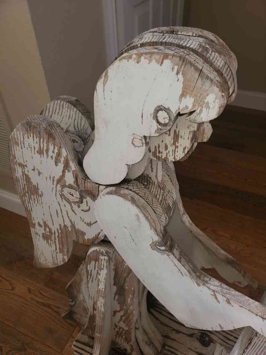 Wooden Folk Art  Praying Angel Pedestal 30L x 17W x 405H