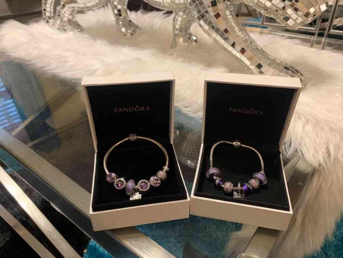 purple and light purple Pandora Charm Bracelets