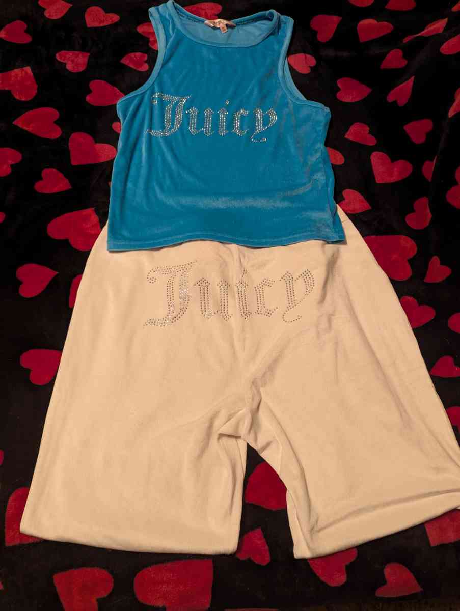 Juicy couture velour track suit blue and white