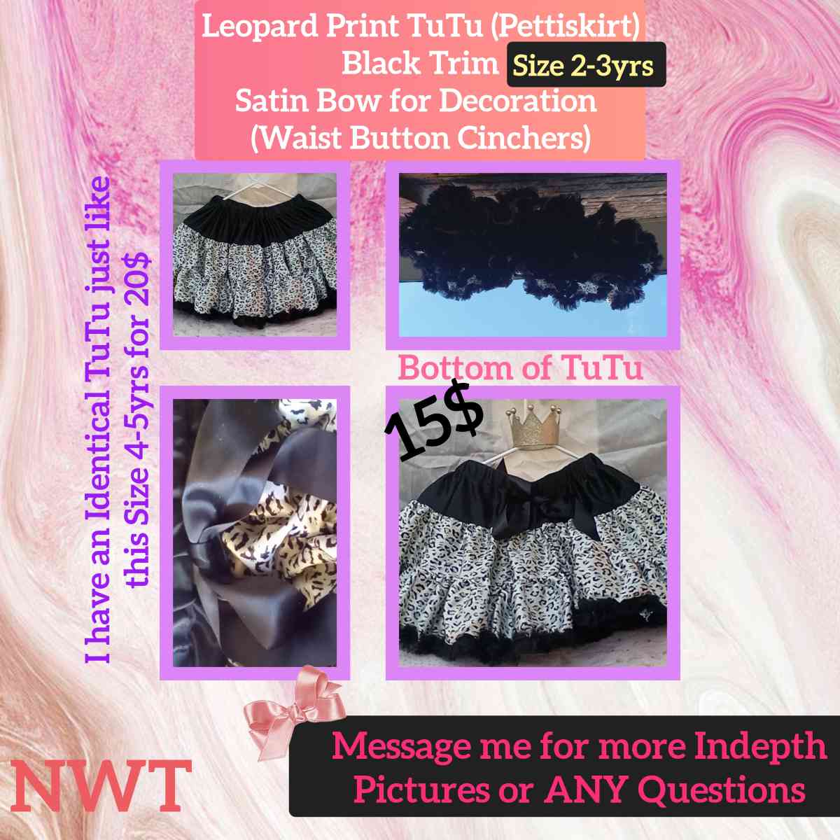 2 to 3yrs Leopard Print TuTu Pettiskirt NWOT