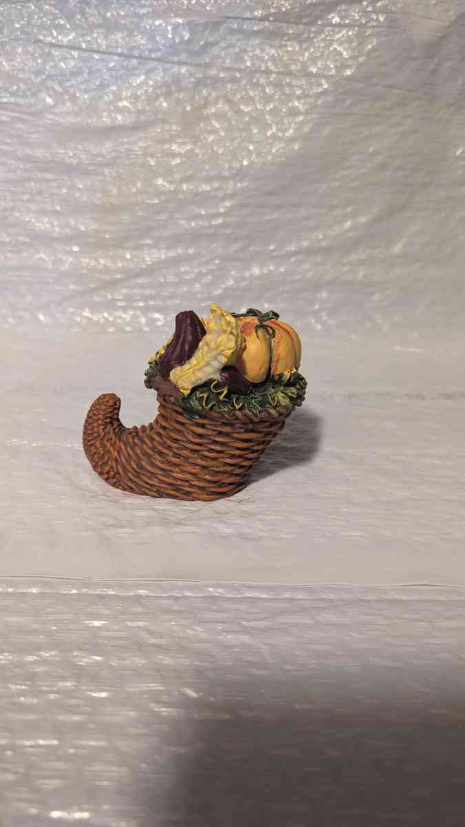 Cornucopia Figurine with a Sunflower and Gourds Harvest  Tha
