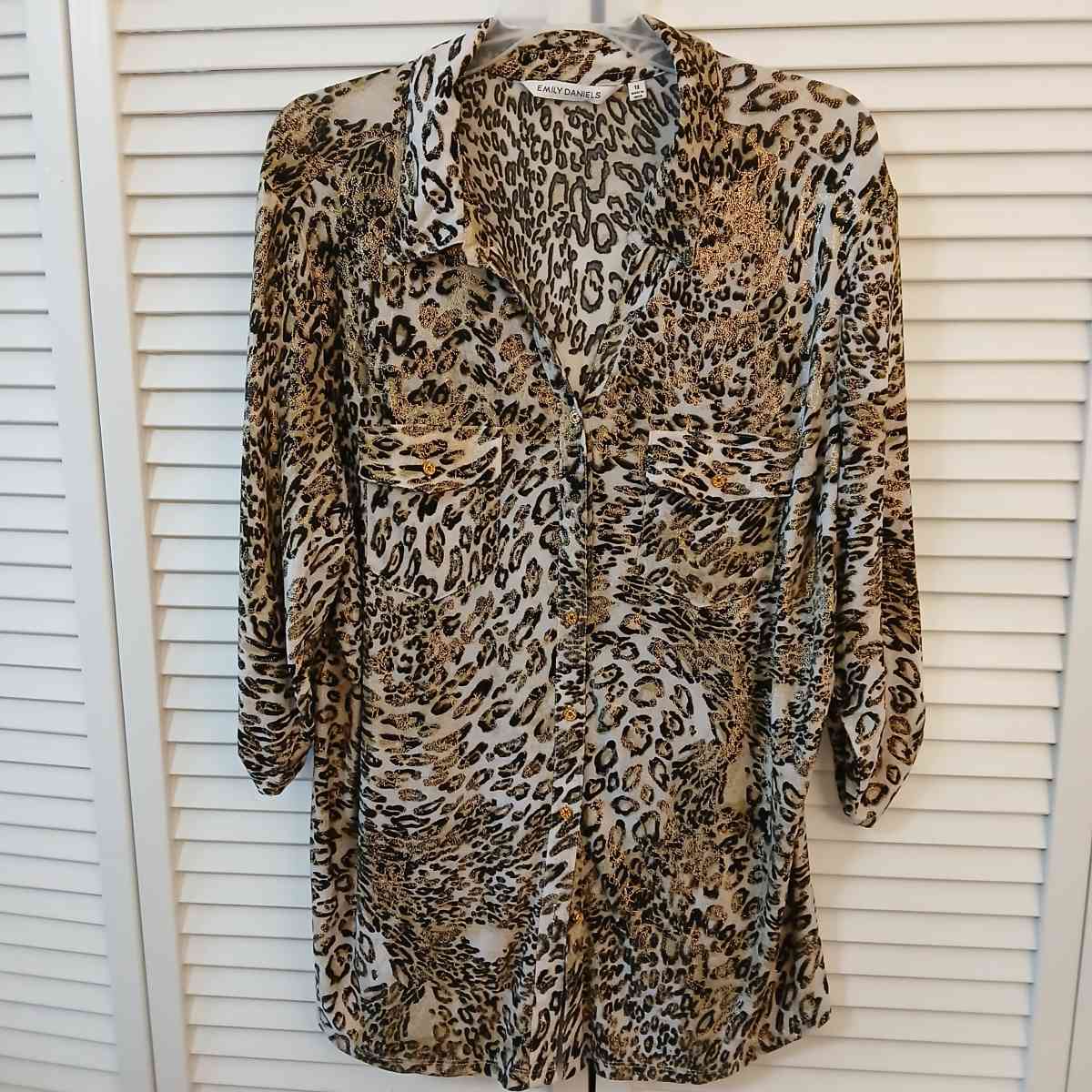 Emily Daniels Leopard Print Blouse Size 1X