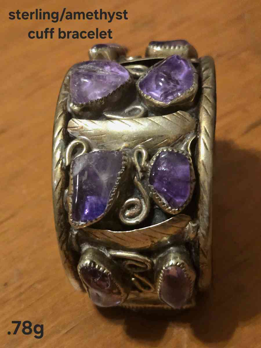 sterling silver amethyst cuff bracelet