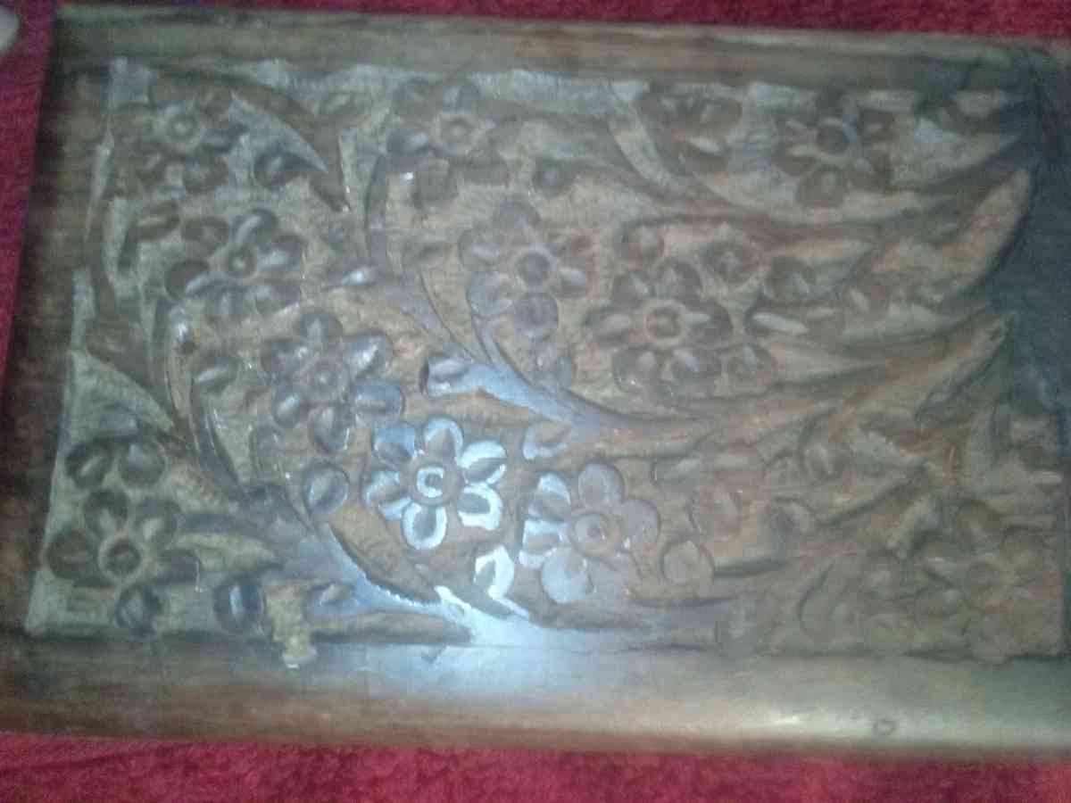 Beautifully Engraved Tarot Card Wood Box w  New Tarot cards