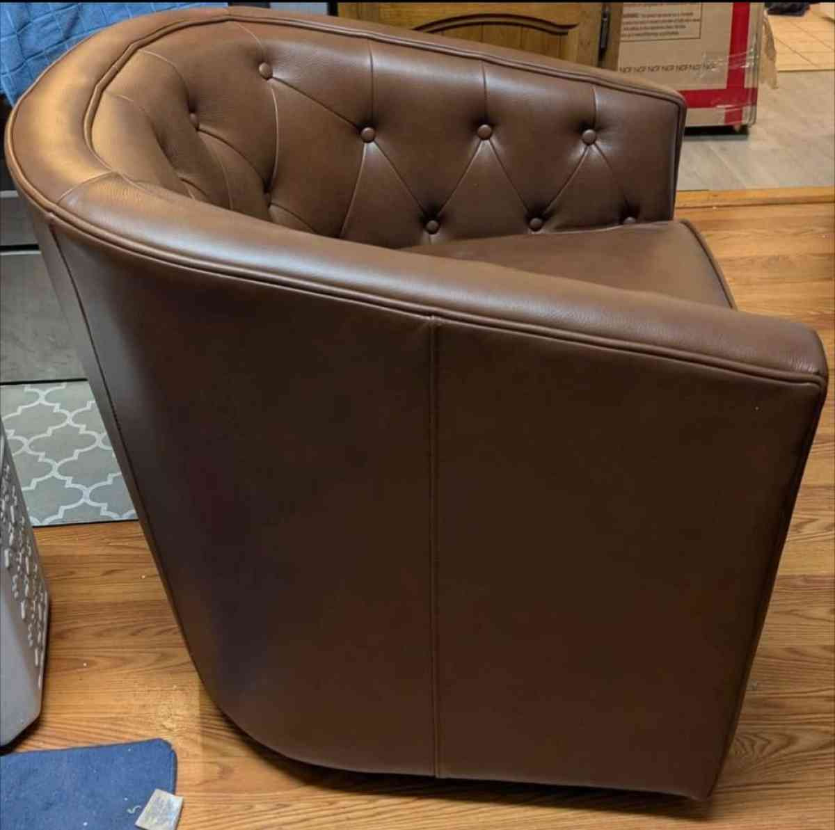 Pemberley Row Top Grain Leather Swivel Barrel Chair