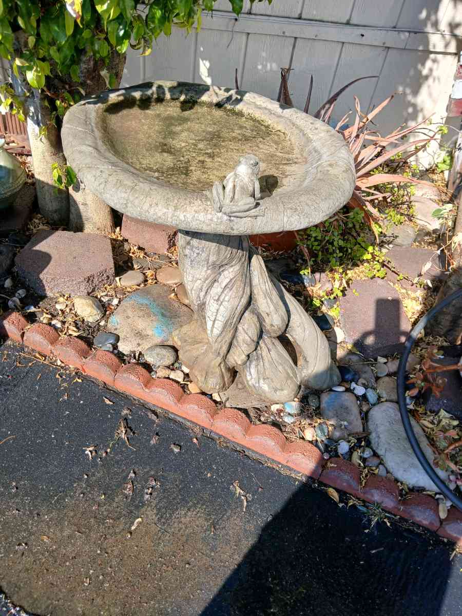 large concrete birdbath