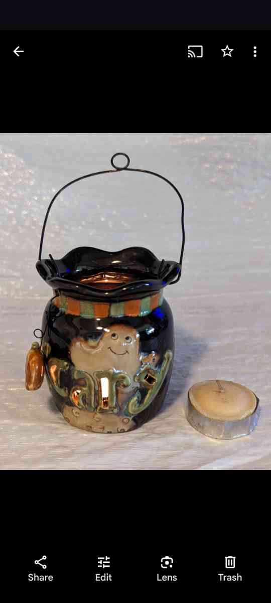 Spookyville Halloween Black Scary Ghost Lantern Candle