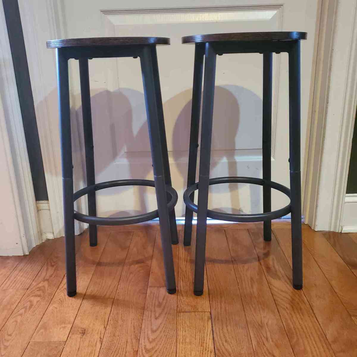 2 Bar Stools Color Brown Top  Black Legs  RRR Furniture