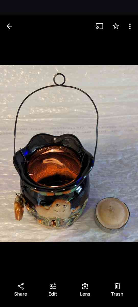 Spookyville Halloween Black Scary Ghost Lantern Candle