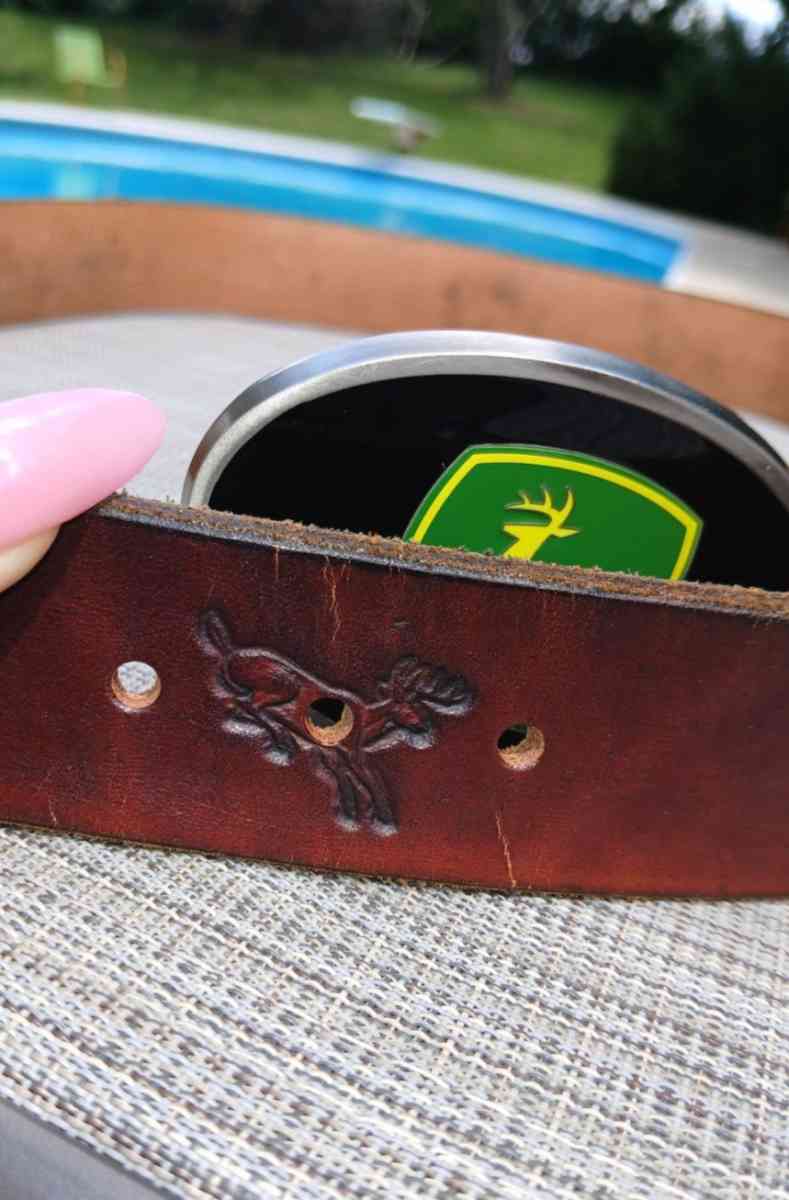 John Deere SpecCast Belt Buckle 40 Inch Leather Belt