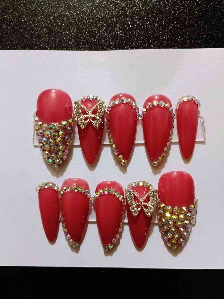 Custom Stilleto Gem Press On Nails