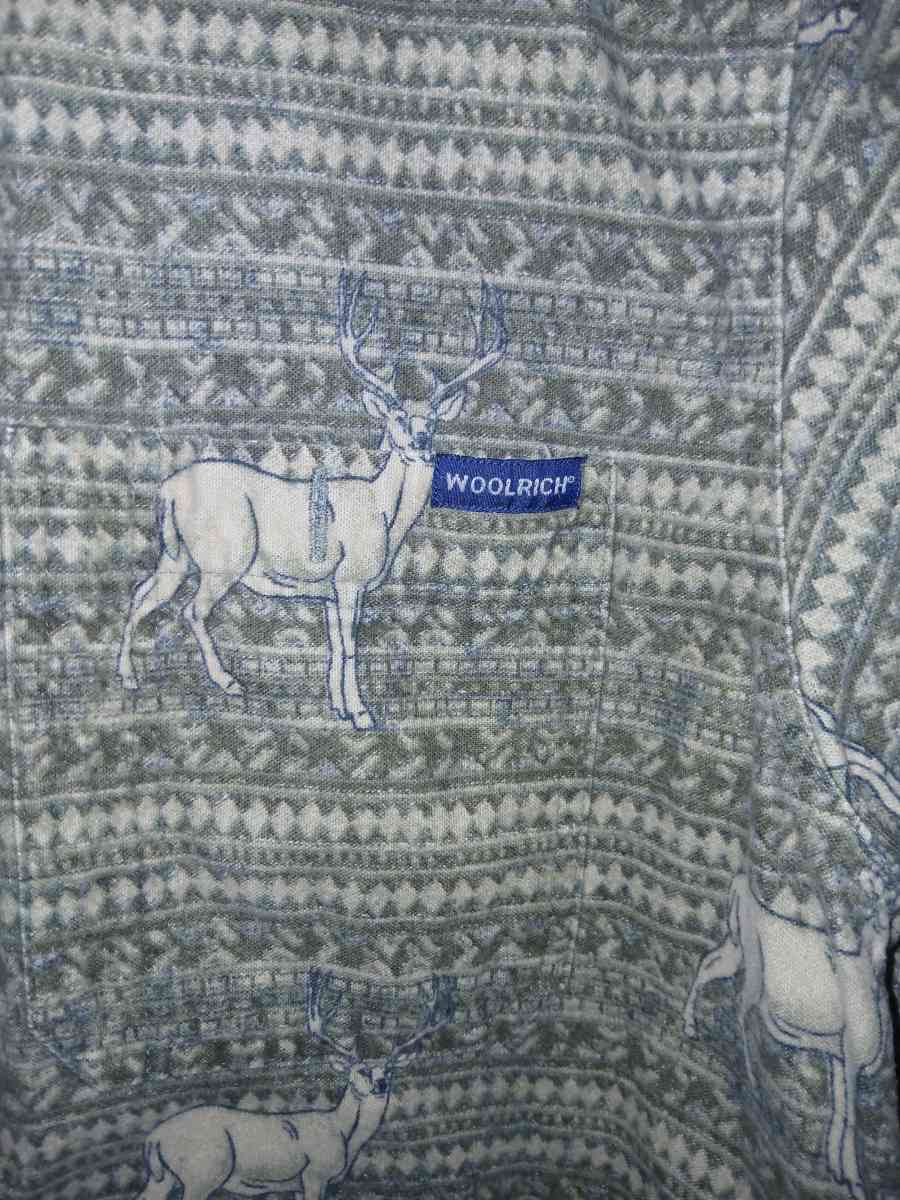 Mens Vintage Large Woolrich Deer Buck Hunting Button Fleece