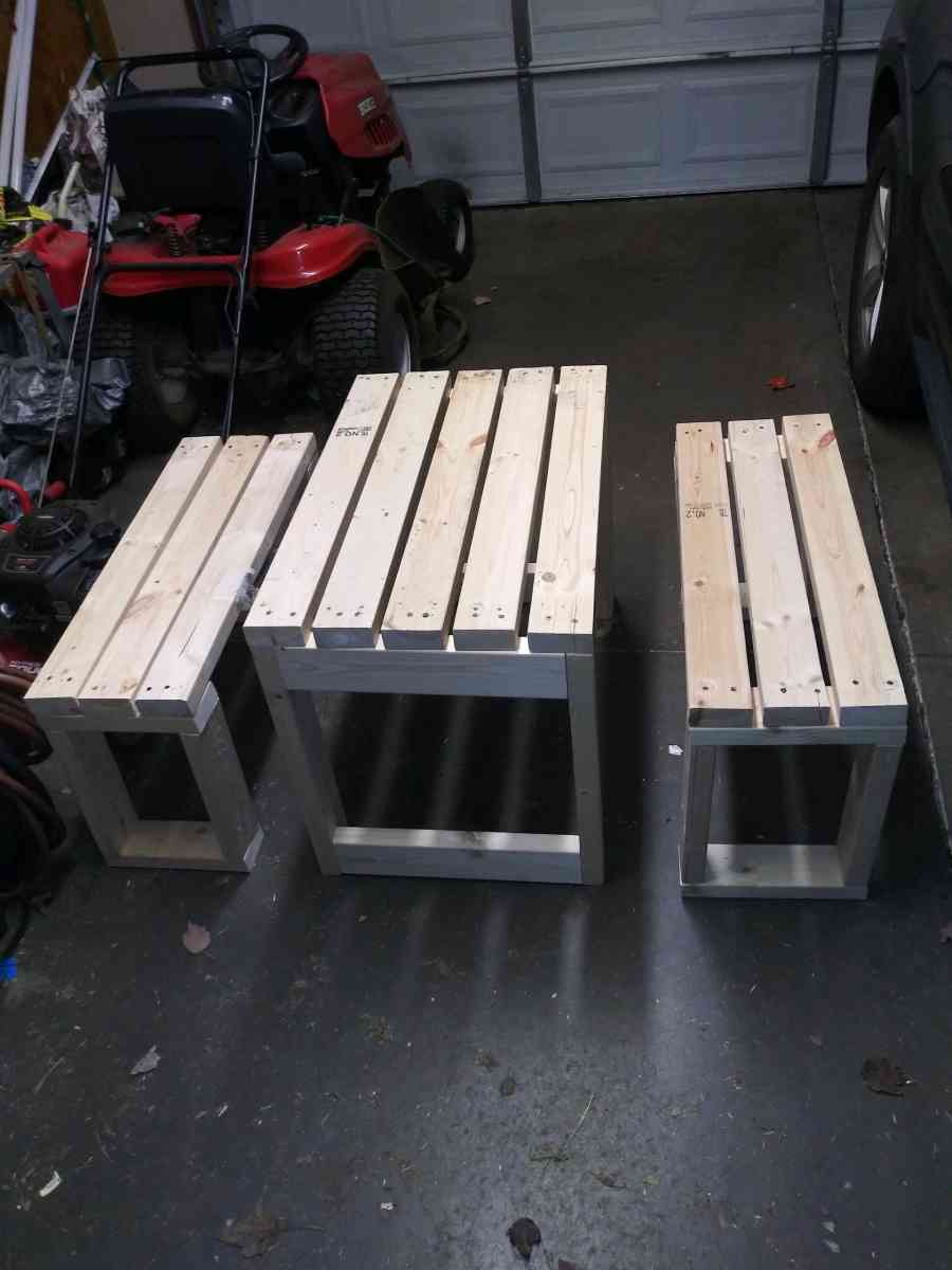 small Table with Benches solid wood