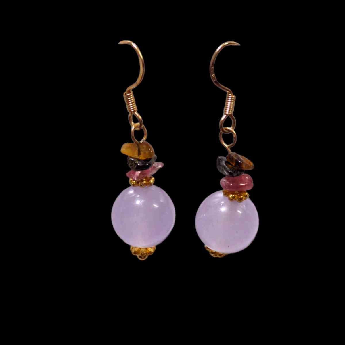 14k Lavender Jade Amethyst Dangle Earrings