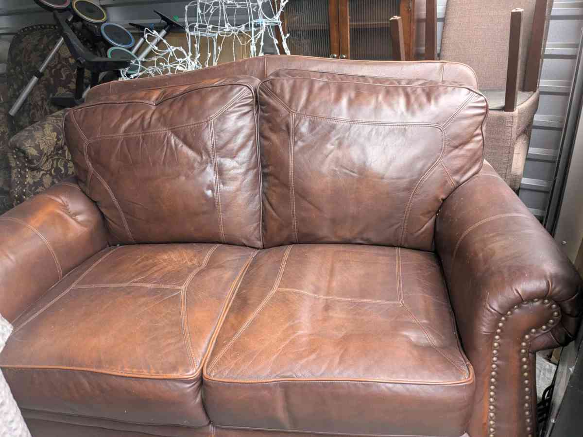 Brown Leather Loveseat