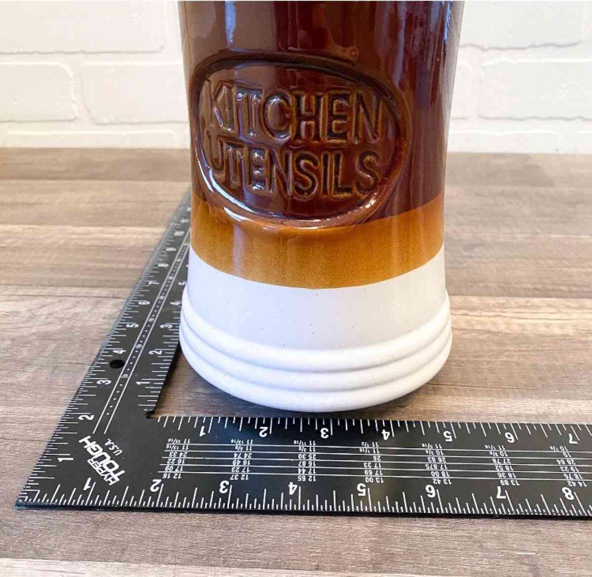 Vintage Kitchen Utensil Holder 70s Retro Kitchen Brown Ivory