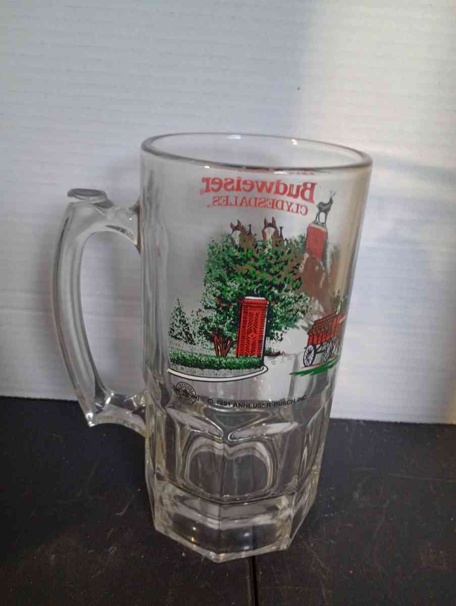 vintage glass large Budweiser mug