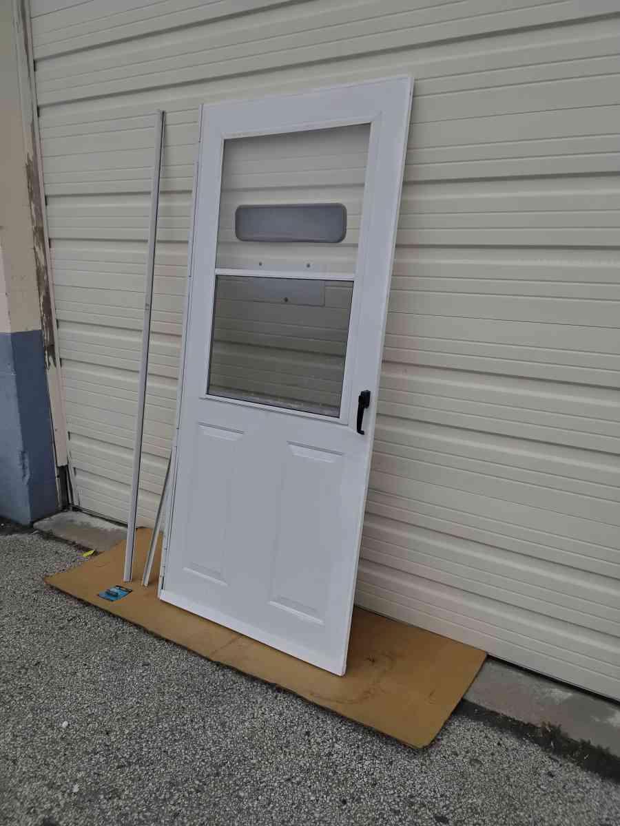 Nice White Storm Door With Screen LH Swing  Like New
