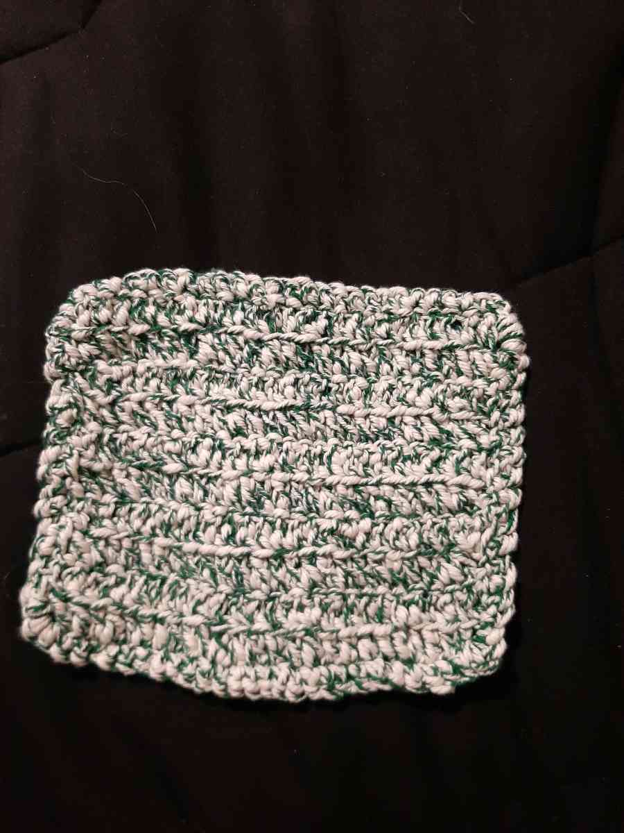 green and white wash cloth
