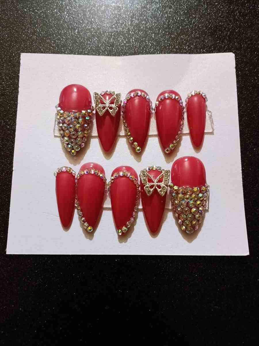 Custom Stilleto Gem Press On Nails