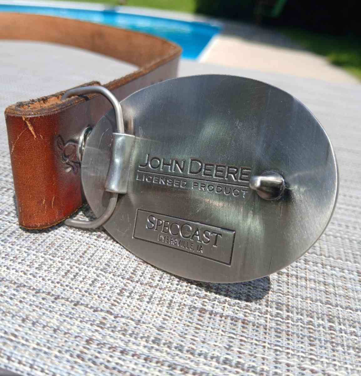 John Deere SpecCast Belt Buckle 40 Inch Leather Belt