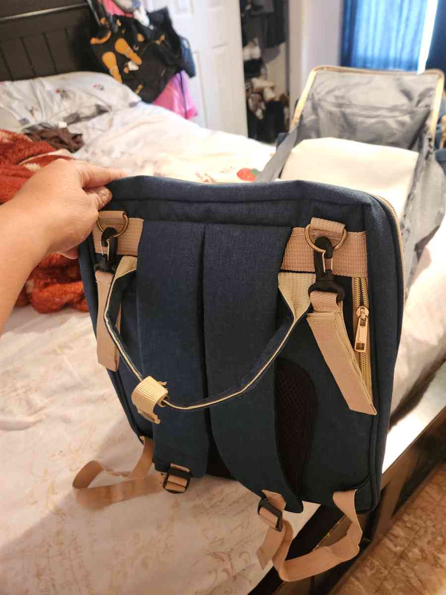 blue diaper backpack