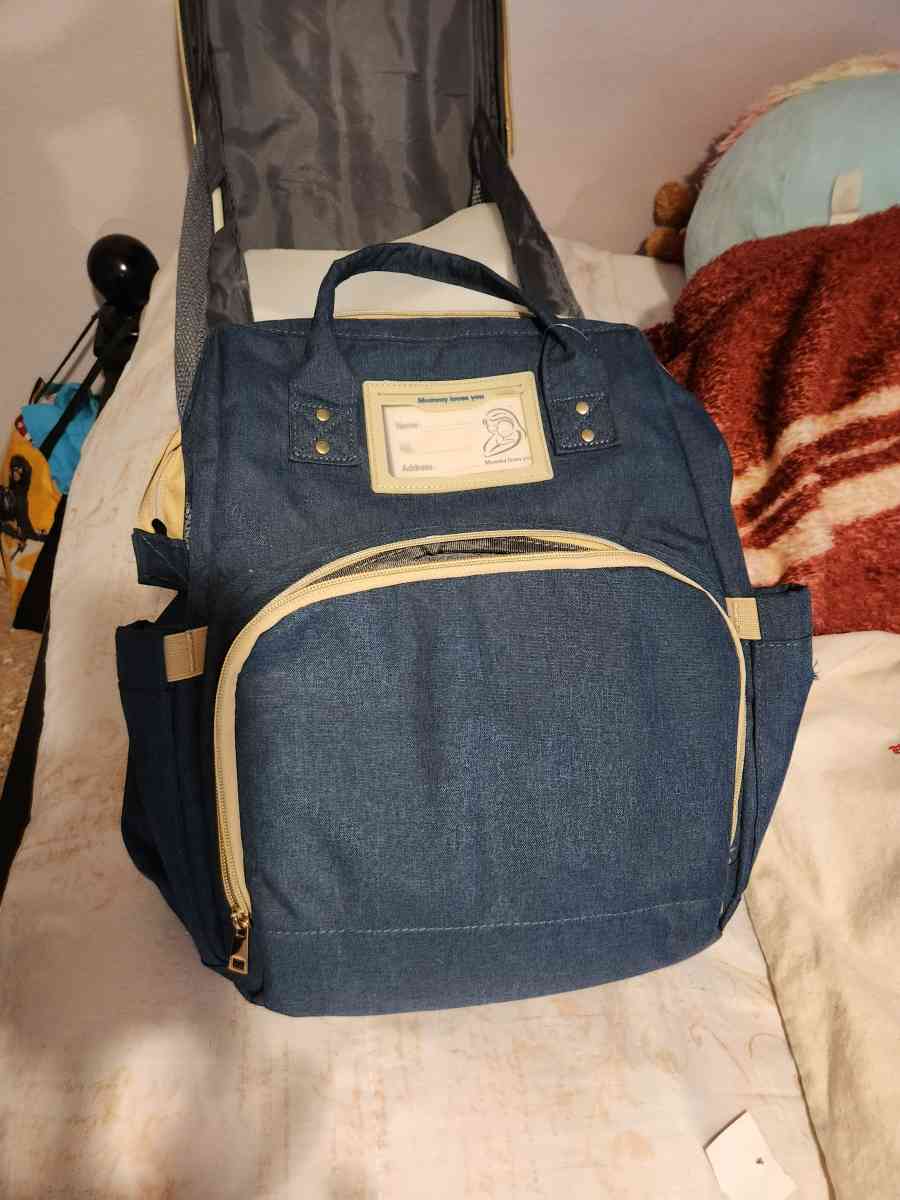 blue diaper backpack