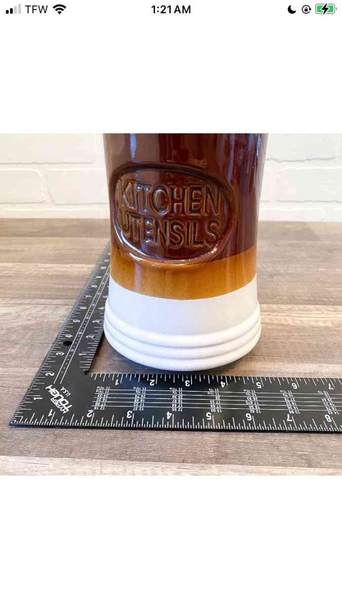 Vintage Kitchen Utensil Holder 70s Retro Kitchen Brown Ivory