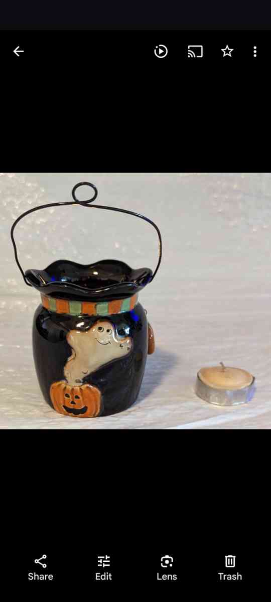 Spookyville Halloween Black Scary Ghost Lantern Candle