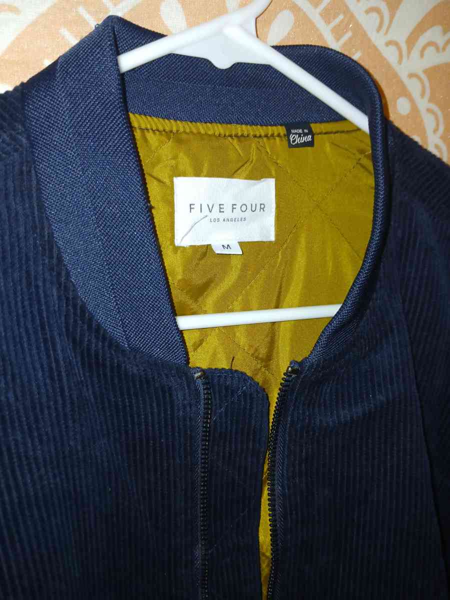 Five Four Los Angeles Men Medium Blue Corduroy Bomber Jacket