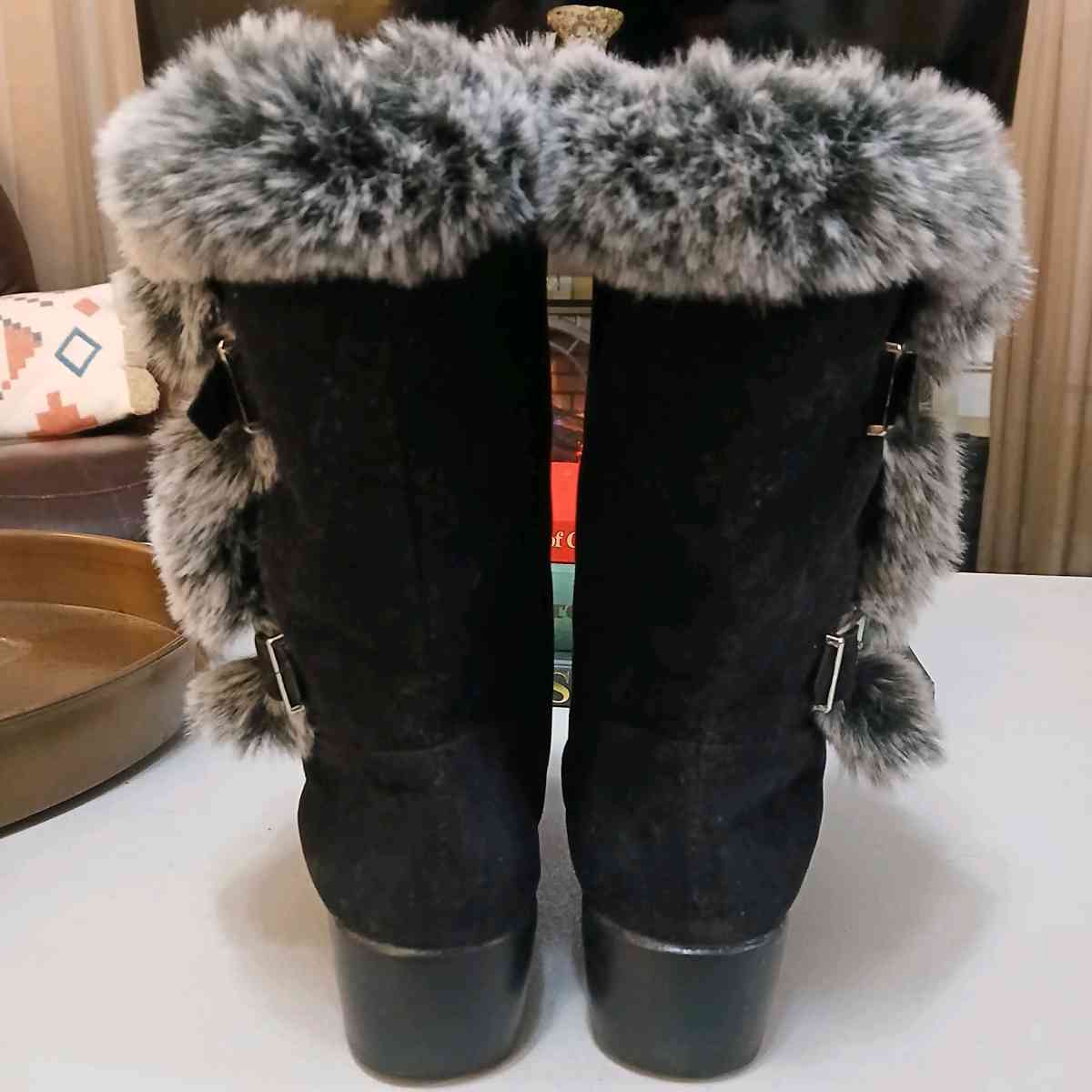 Fashion Nova Black Winter Boots for Women Size 8 point 5