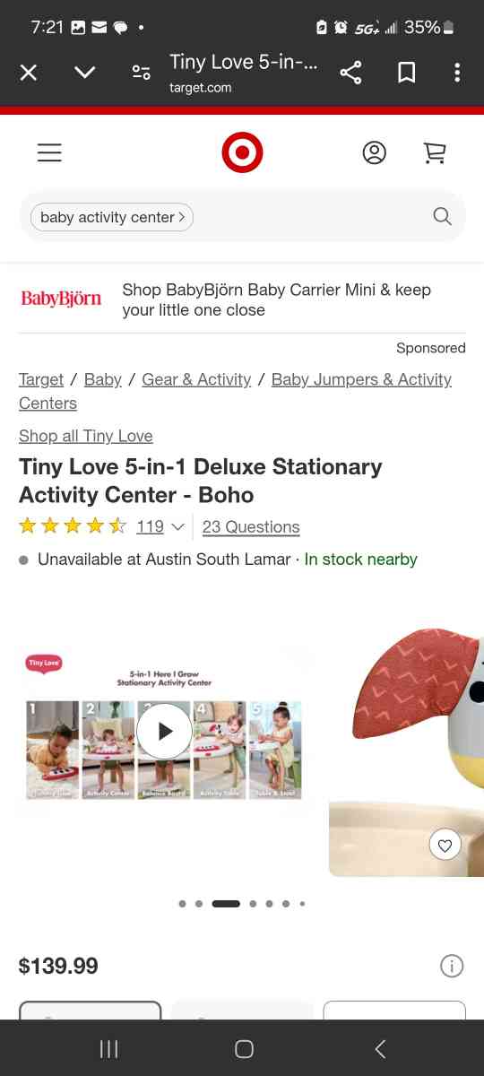 Tiny Love 5in1 Deluxe Stationary Activity Center