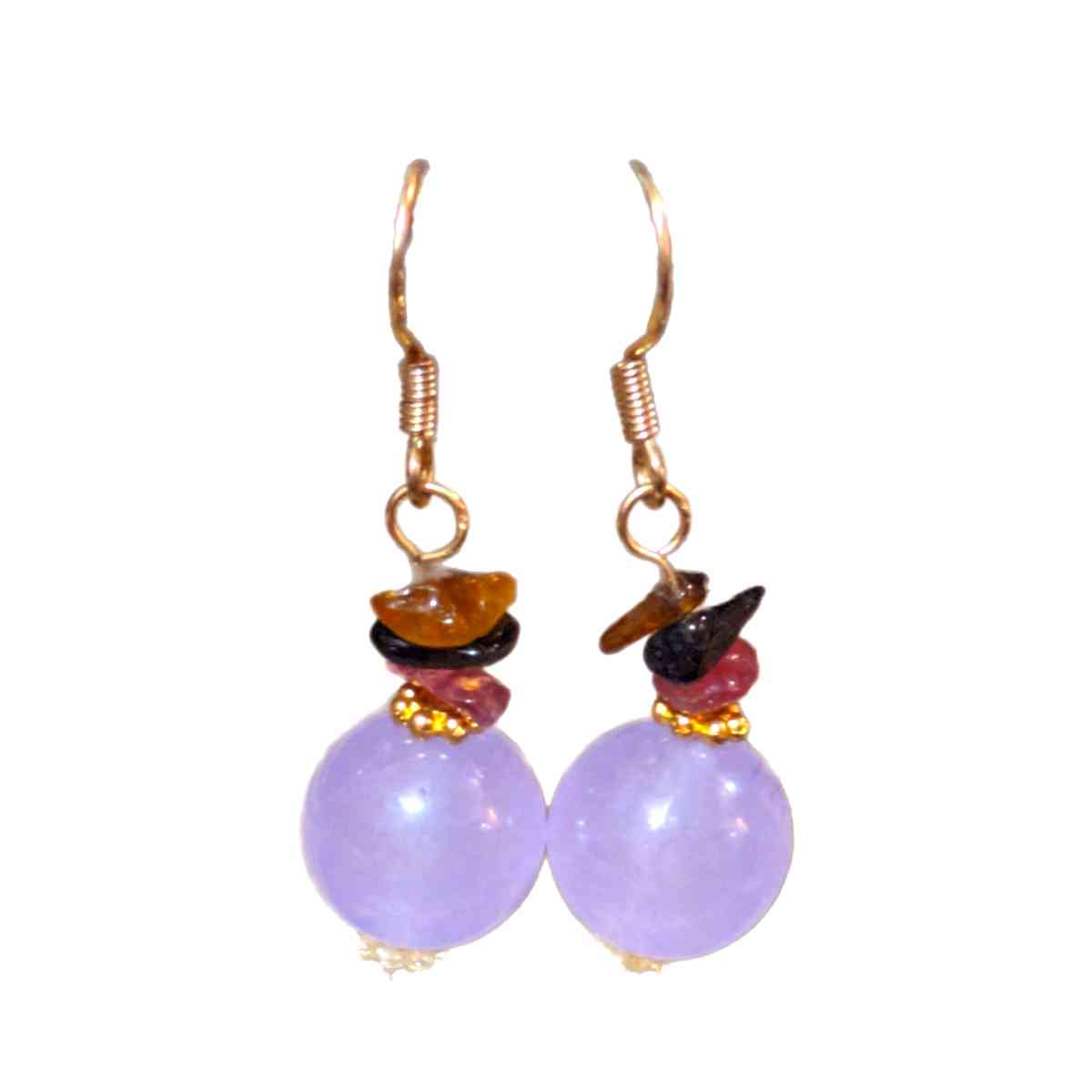 14k Lavender Jade Amethyst Dangle Earrings