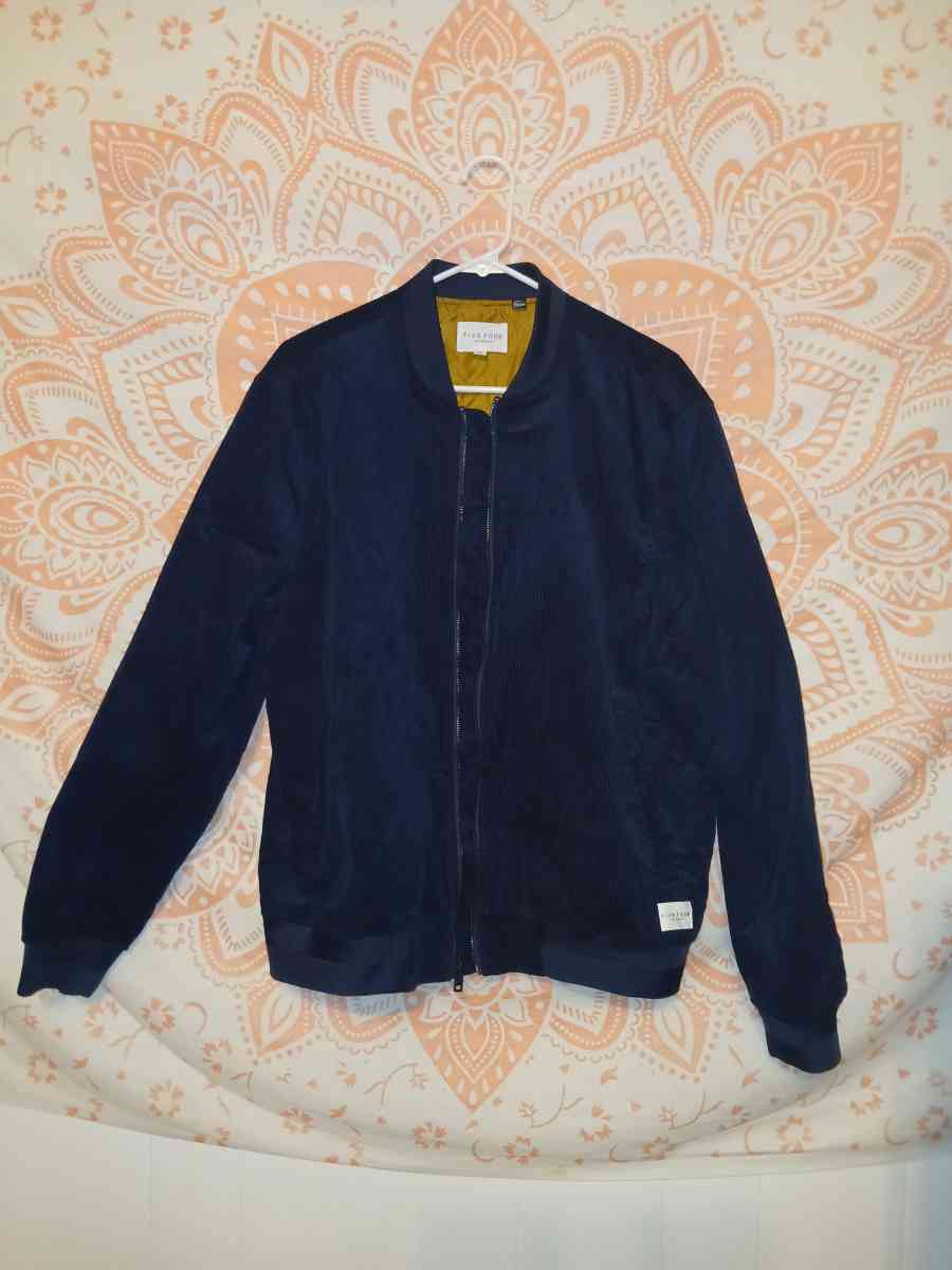 Five Four Los Angeles Men Medium Blue Corduroy Bomber Jacket