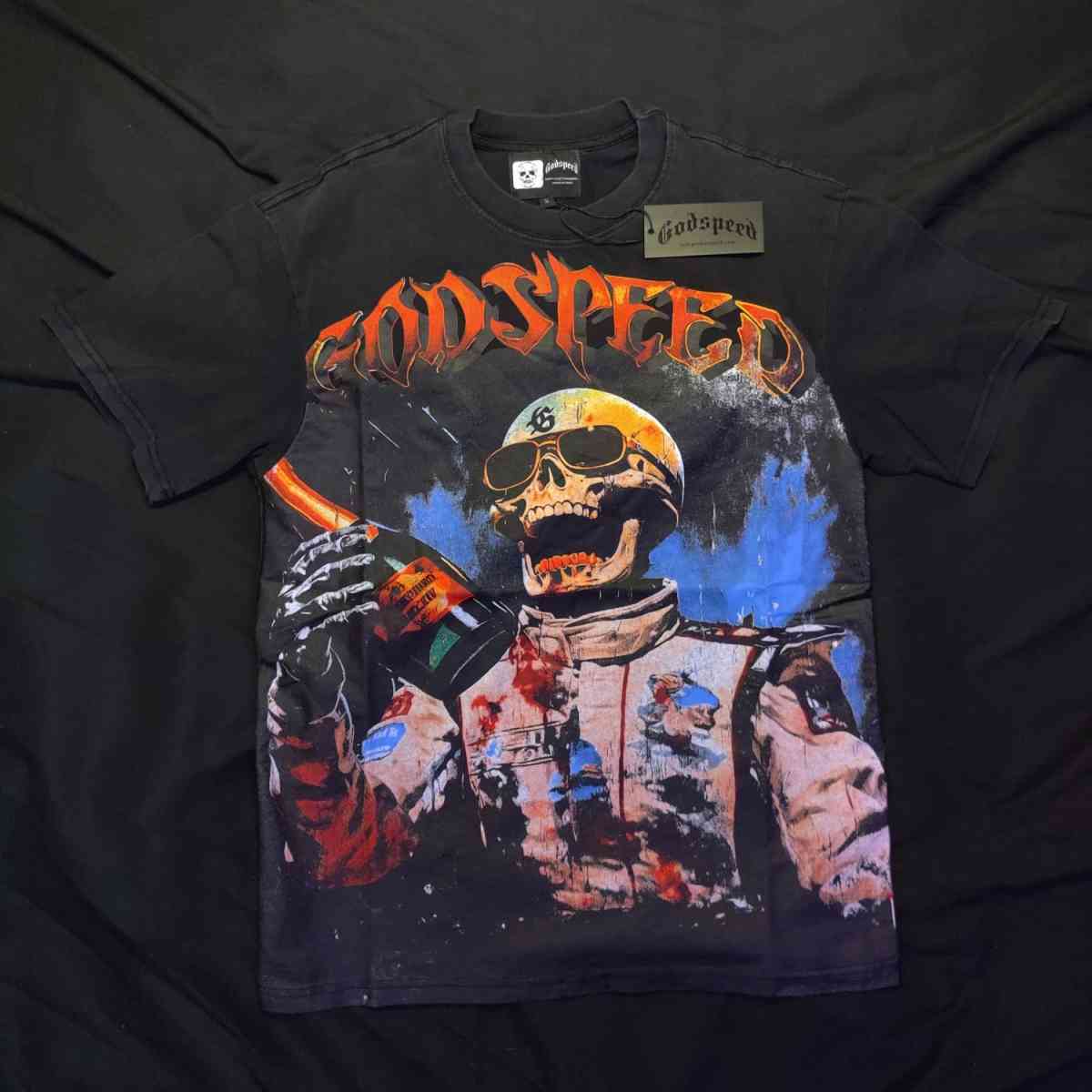 Godspeed Victory Toast Tshirt Black Wash