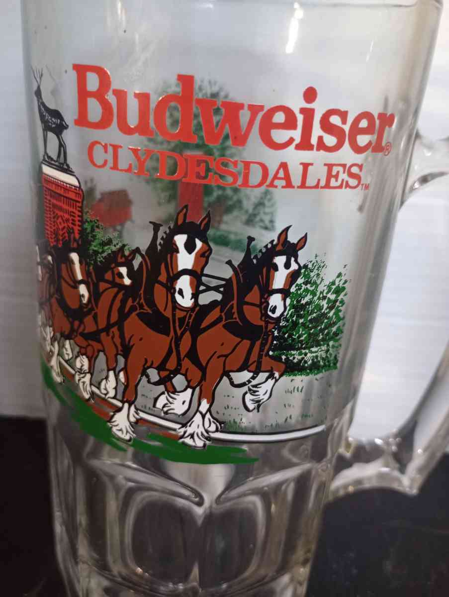 vintage glass large Budweiser mug