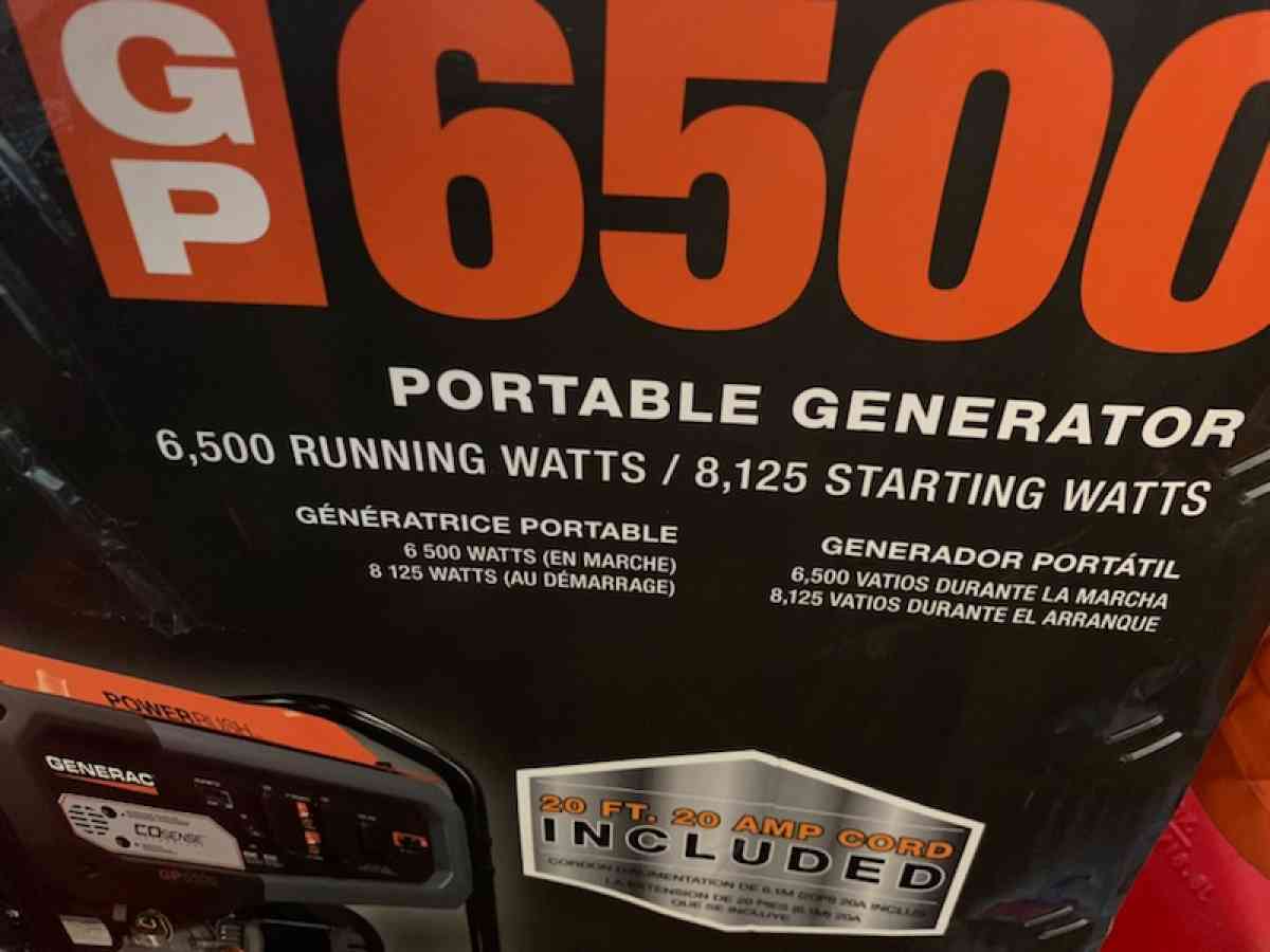 Generac 6500 Gas Portable Generator New