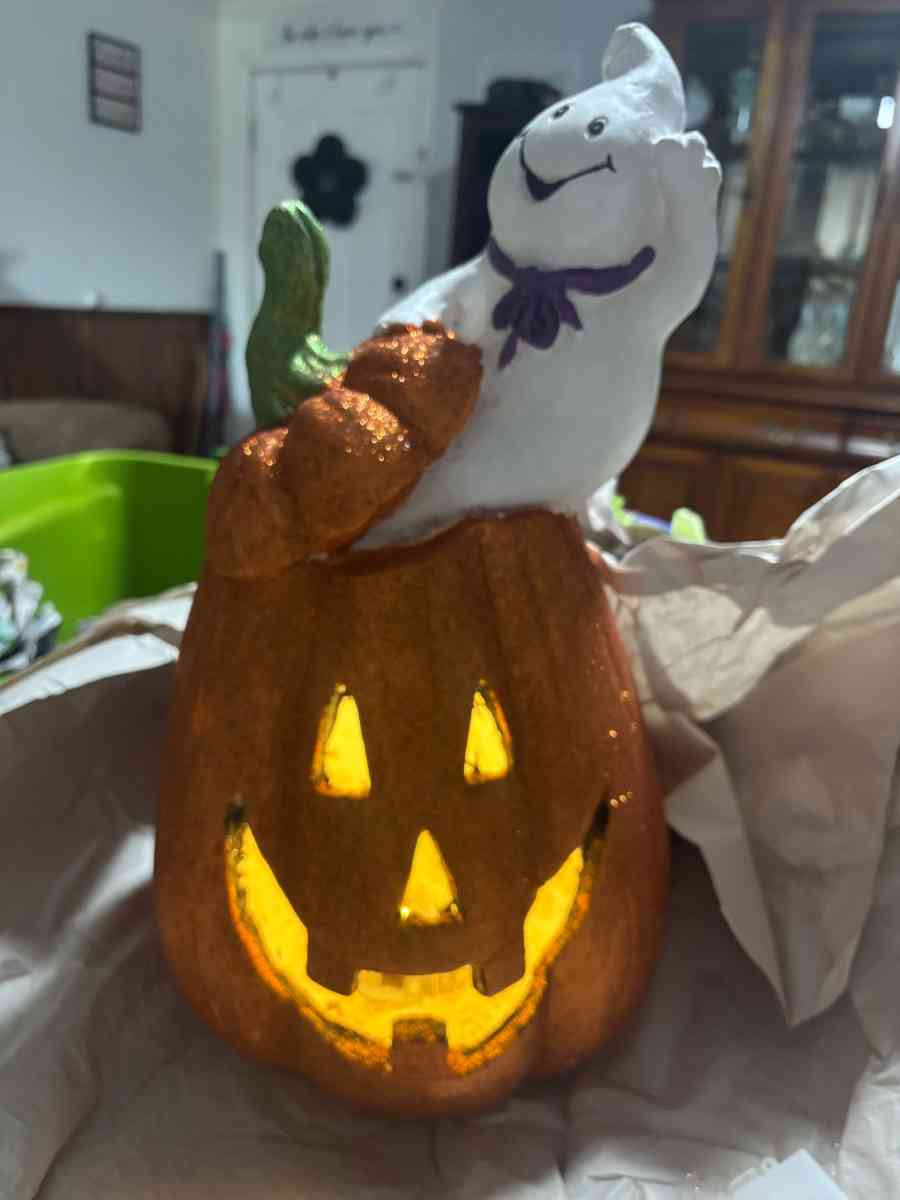 LED light up ceramic pumpkin