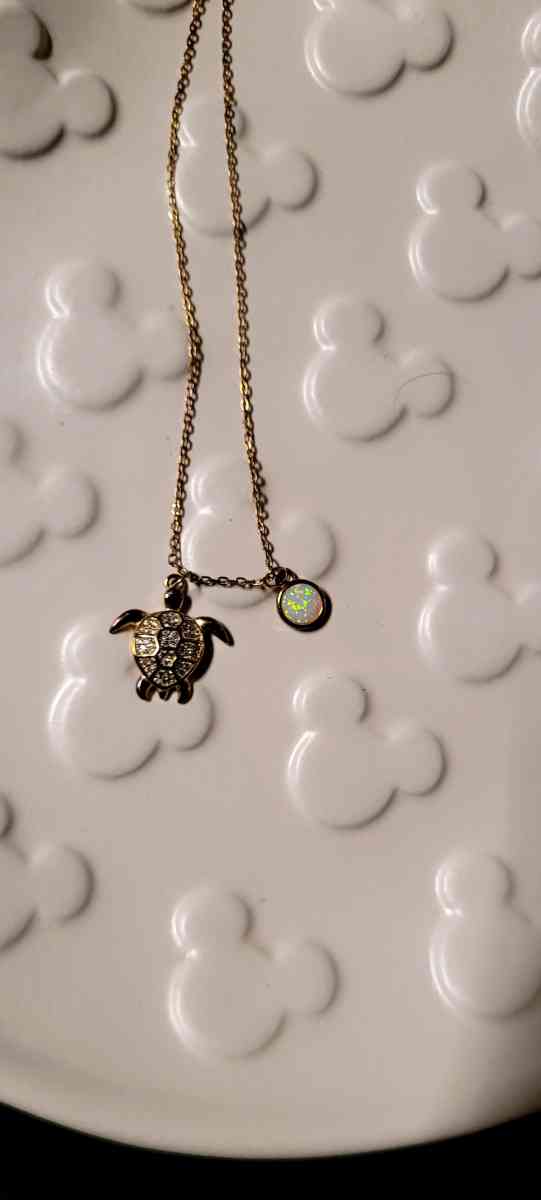 Sea Turtle pendant with CZ and circular opal accents