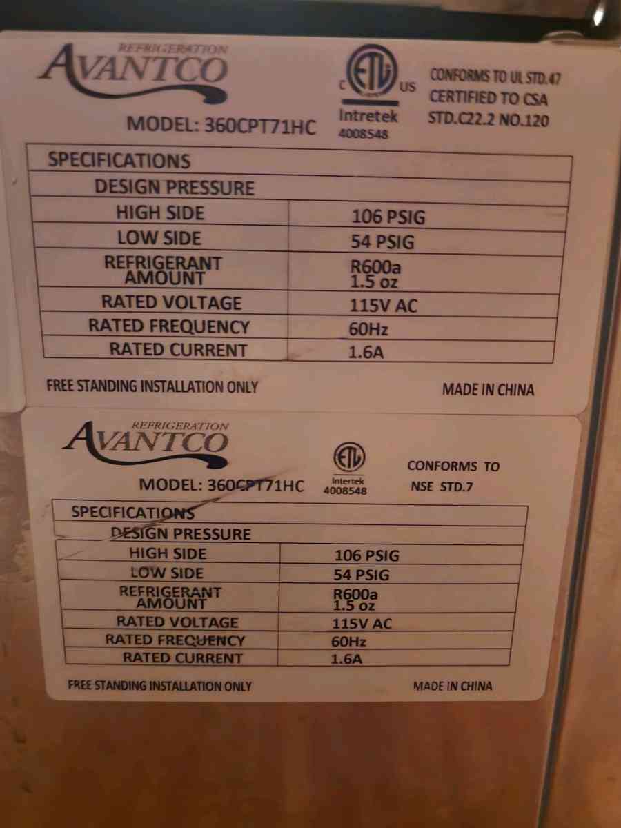 refrigerator and tables for commercial