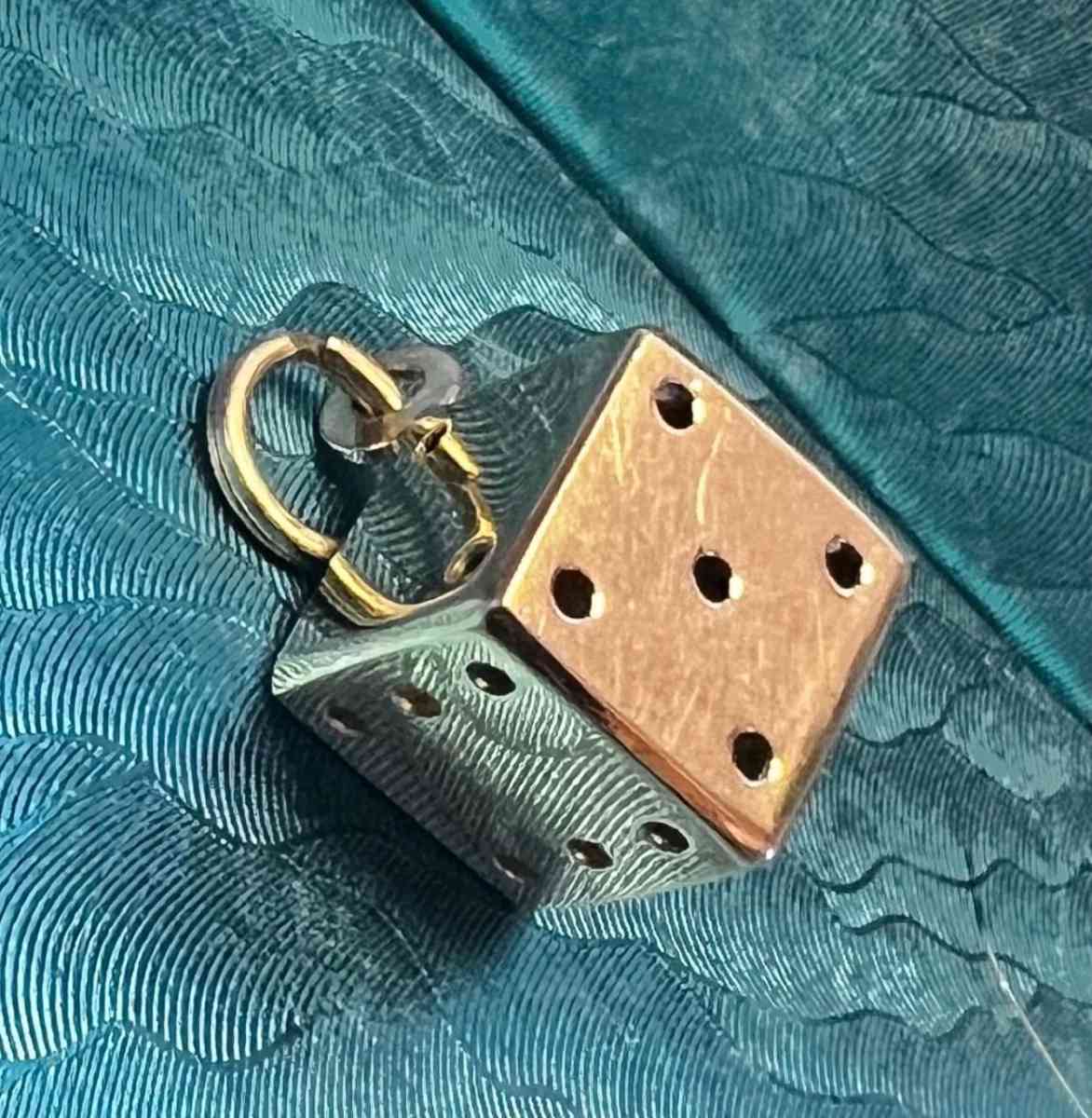 18K Gold 10mm Dice Pendant