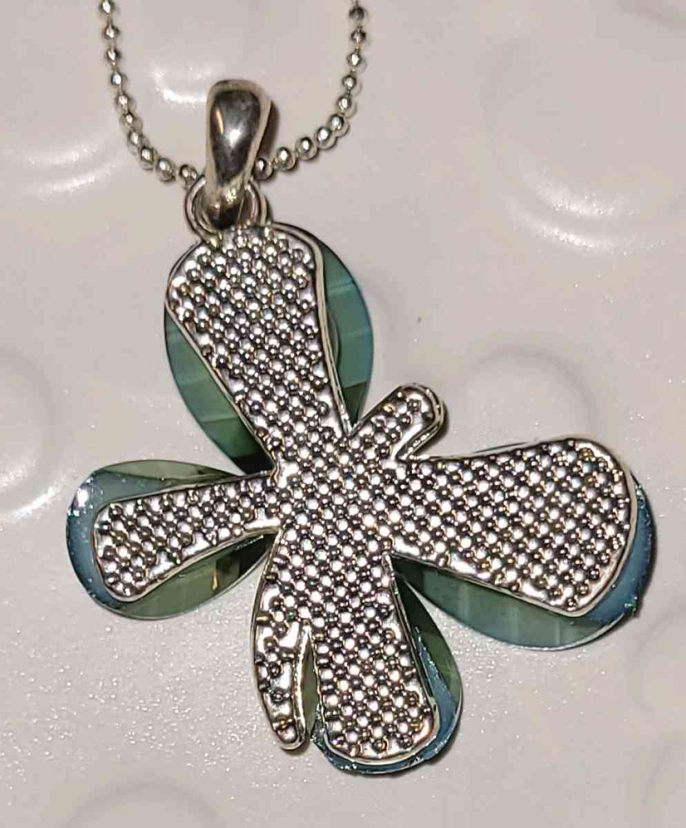 CZ Butterfly Pendant and Necklace
