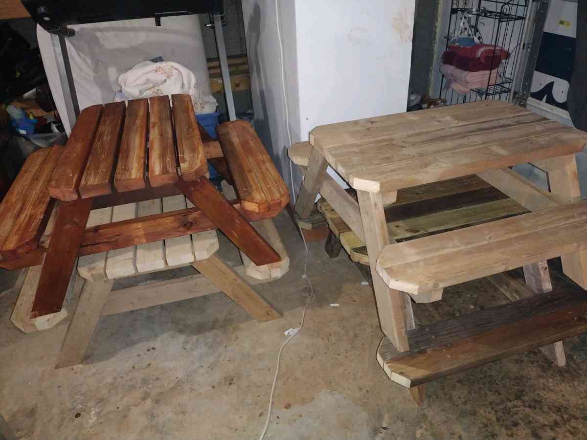 hand built Kids and adult sized picnic tables