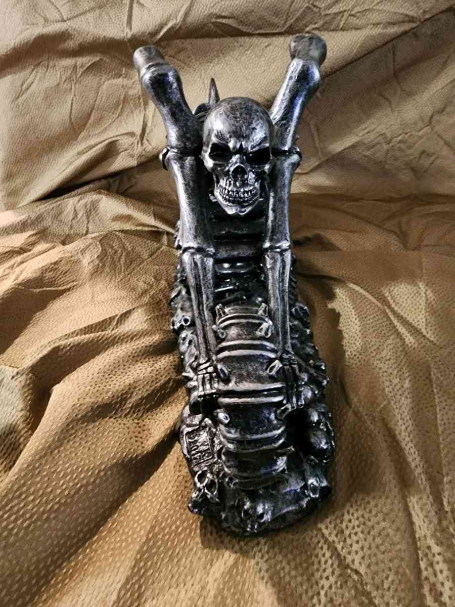 Skeleton biker wine bottle holder