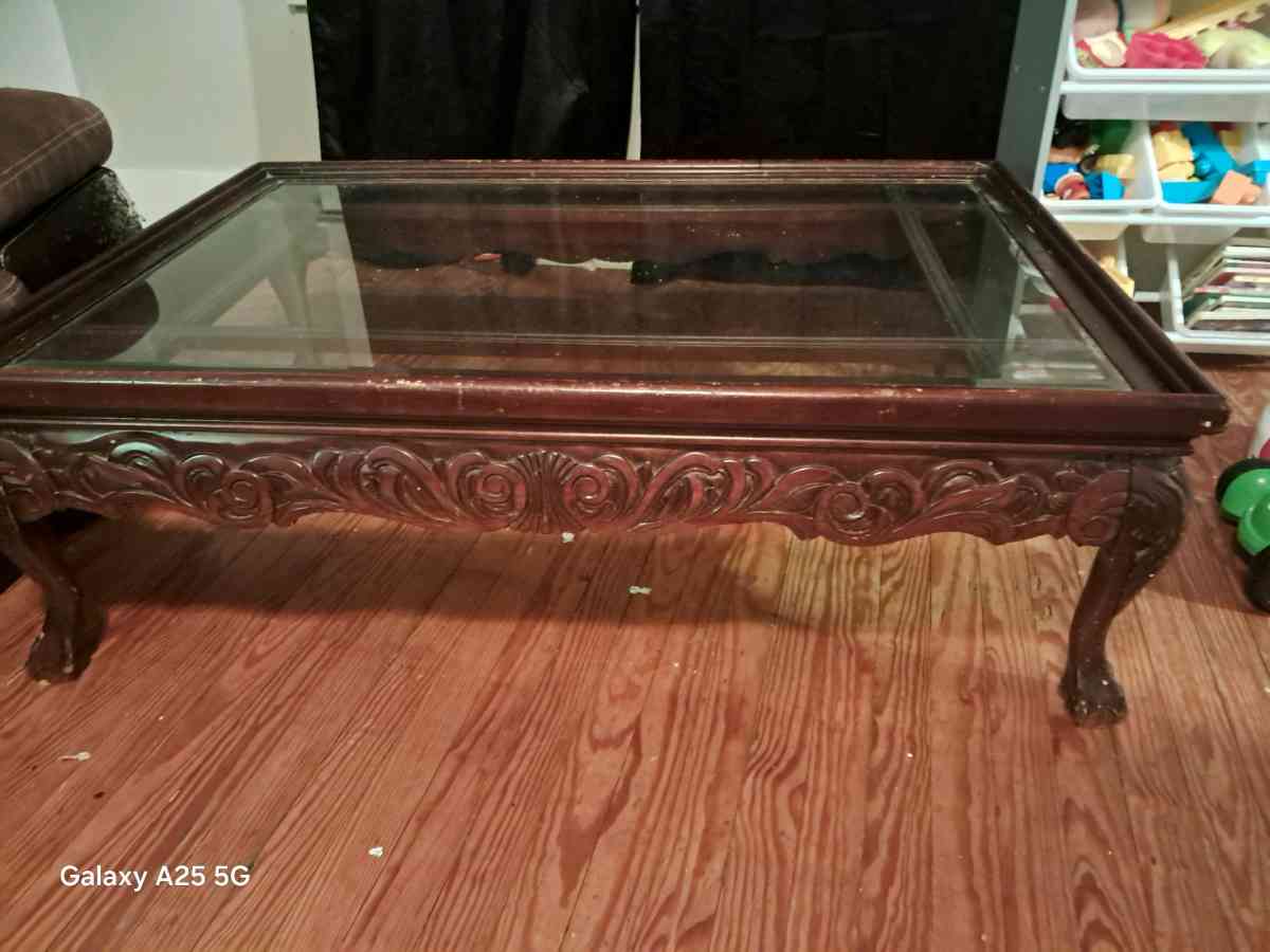 A glass coffee table